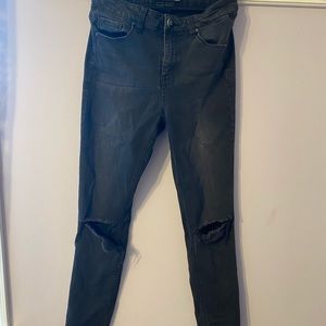 Design Lab high rise skinny jeans with rips at knees